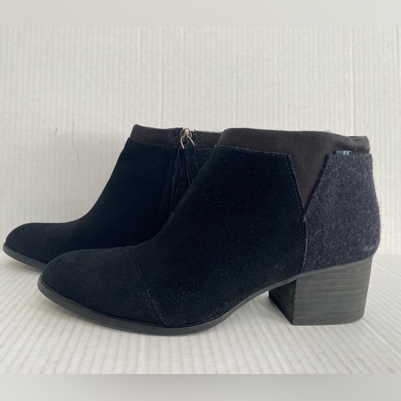 TOMS Loren Suede Stacked Heel Ankle Bootie Womens Size 7.5 - Picture 1 of 6